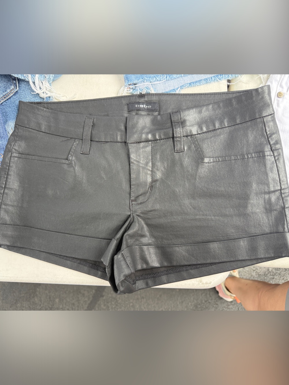 bebe Black Faux Leather Mini Skirt